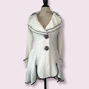 NWT Ivory Popcorn Sequin Trench Coat